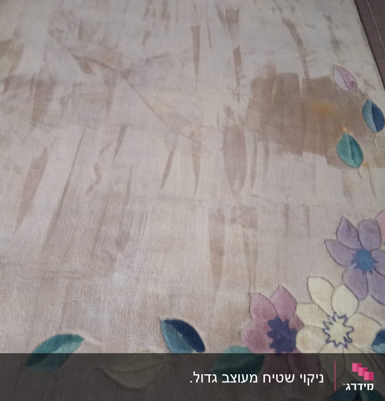 שטיח עם כתמים ודוגמאות פרחים צבעוניות
